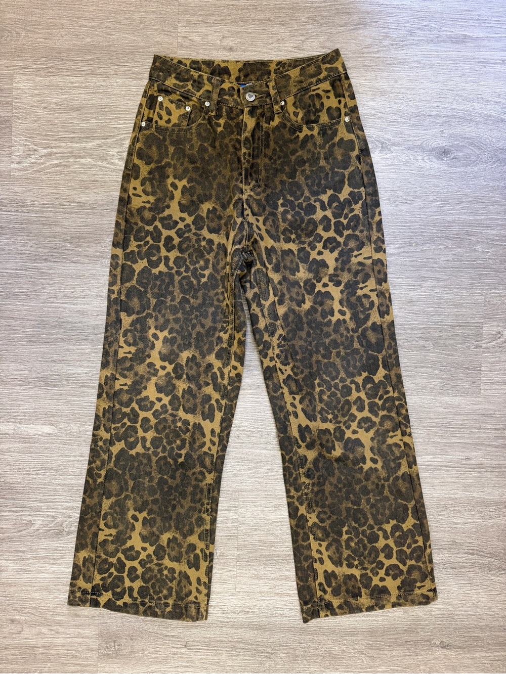 Aelfric Eden Leopard Print Wide-Leg Jeans Size 25